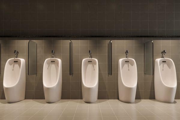 Public toilet urinal background, 3d rendering