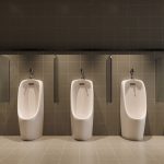 Public toilet urinal background, 3d rendering